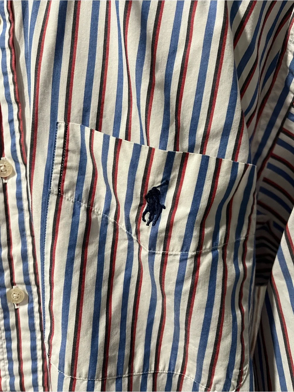 Ralph Lauren Golf Striped Button Up Shirt Size Medium